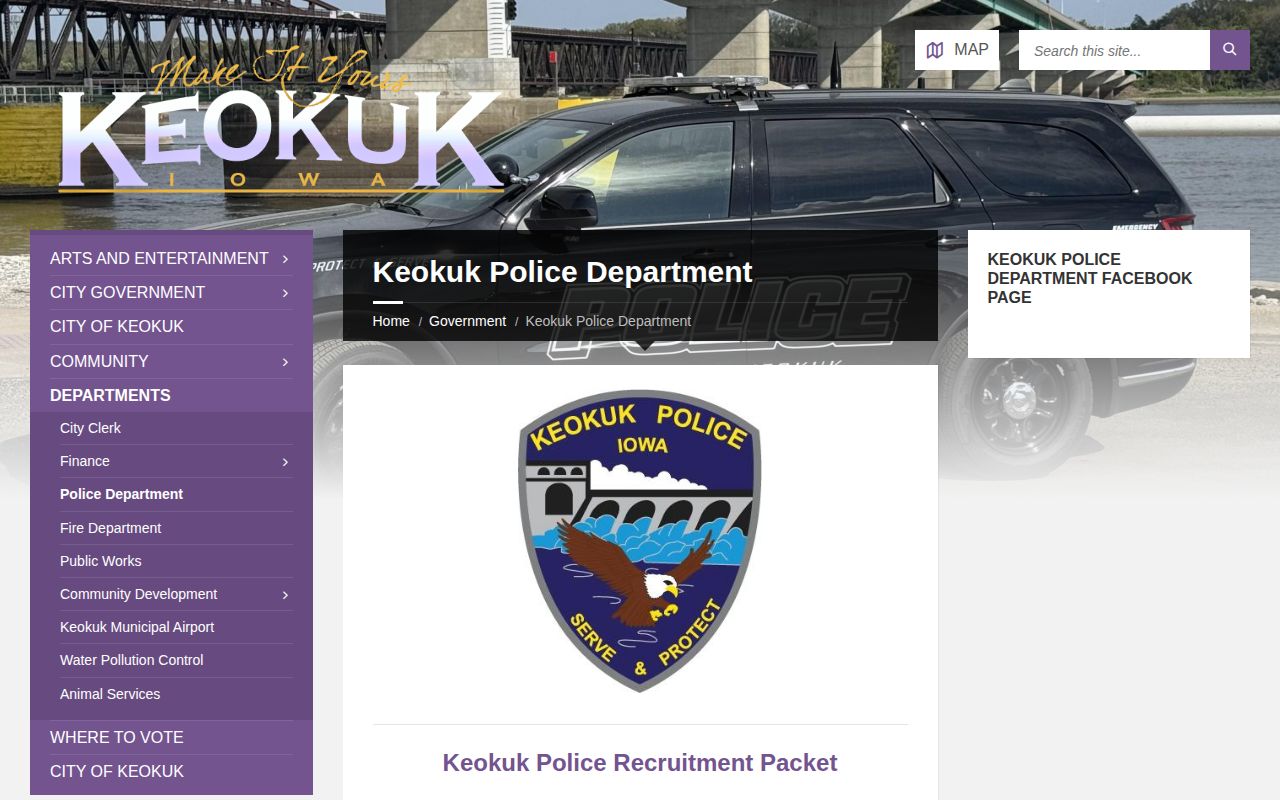 Official Keokuk Police Department webpage with police and records information