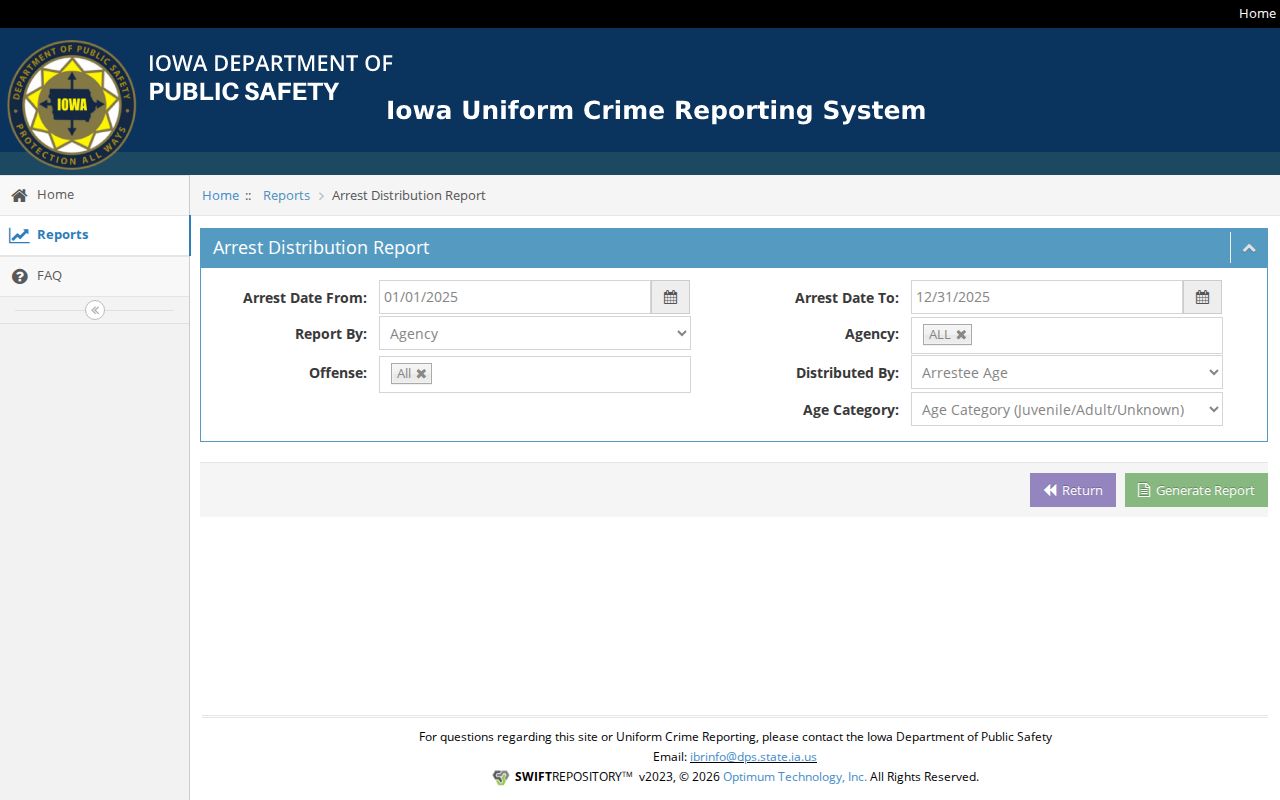 Iowa DPS Arrest Distribution report controls for Lee County trend research
